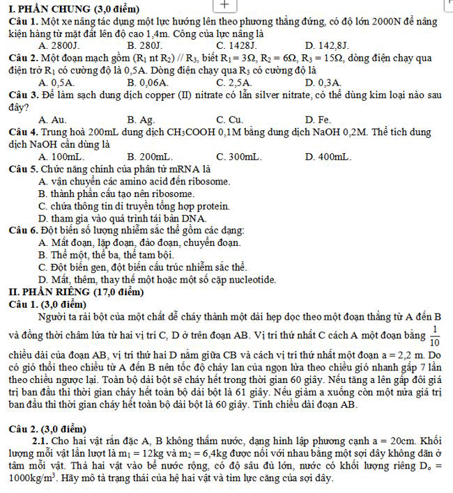 KHTN - PHÂN MÔN VẬT LÍ