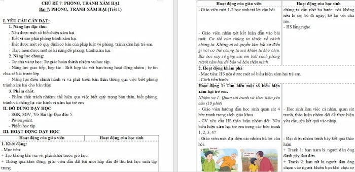 Giáo án Đạo đức 5 Phòng, tránh xâm hại