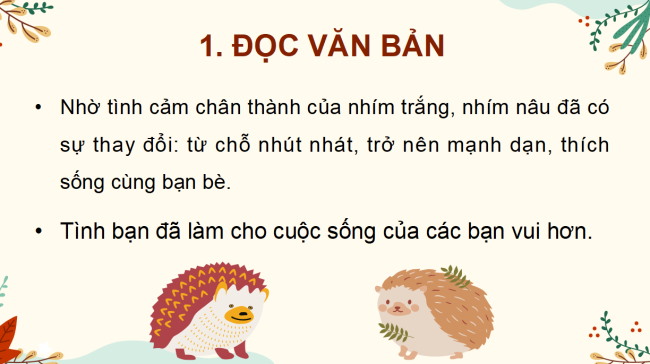 PowerPoint Tiếng Việt 2 Bài 20: Đọc Nhím nâu kết bạn