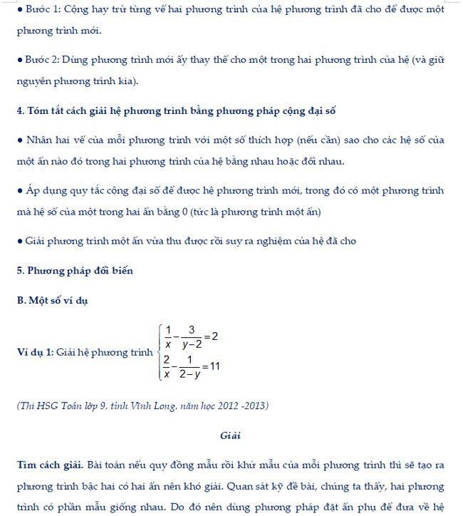 Phương pháp giải hệ phương trình bậc nhất hai ẩn