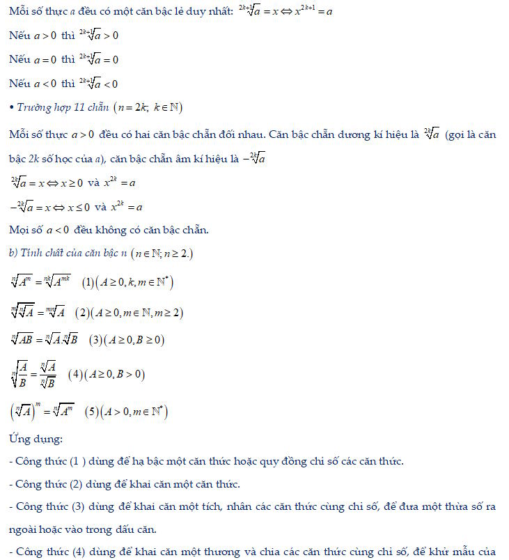 Căn bậc ba, căn bậc n