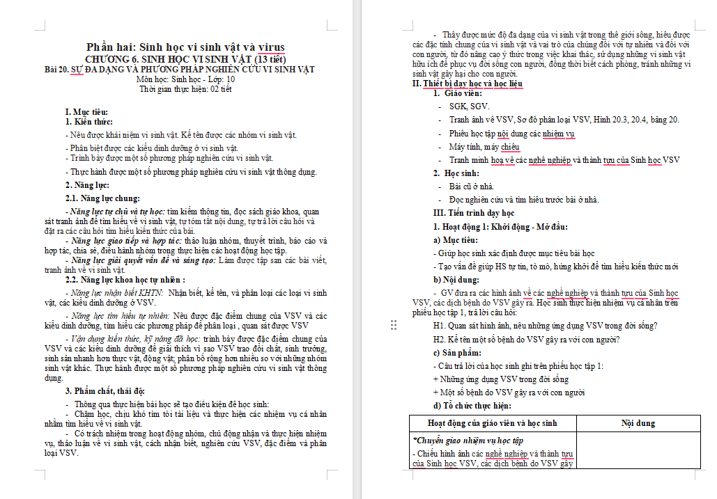 Giáo án PowerPoint Sinh học 10 Bài 20 Kết nối tri thức