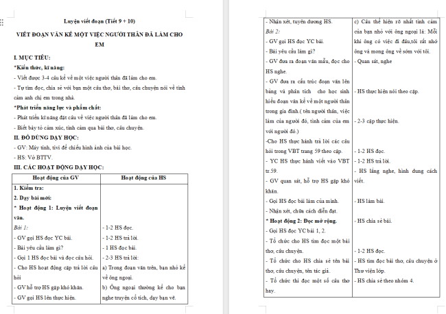Giáo án Tiếng Việt 2 Bài 26: Viết đoạn văn kể một việc người thân đã làm cho em. Đọc mở rộng