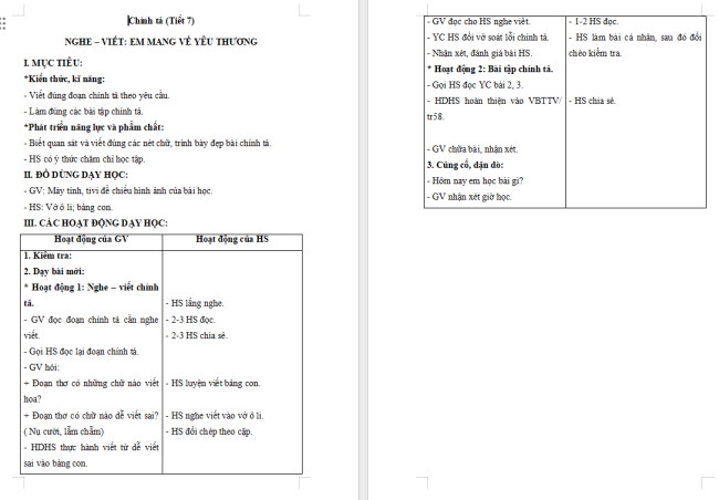 Giáo án Tiếng Việt 2 Bài 26: Viết Em mang về yêu thương