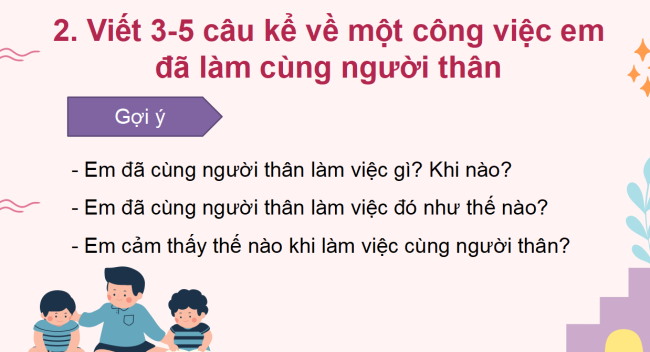 PowerPoint Tiếng Việt 2 Bài 30: Viết đoạn văn kể về việc đã làm cùng người thân. Đọc mở rộng