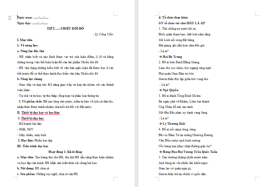 PowerPoint Ngữ văn 8 Bài 5 Chiếu dời đô