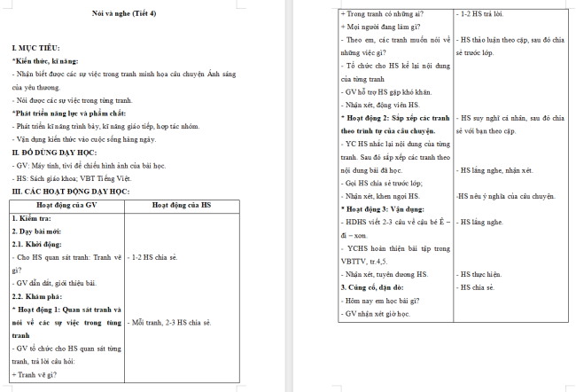 Giáo án Tiếng Việt 2 Bài 31: Kể chuyện Ánh sáng của yêu thương