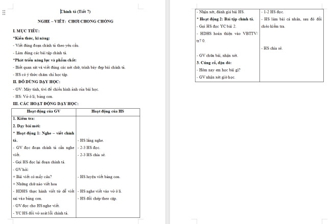 Giáo án Tiếng Việt 2 Bài 32: Viết Chơi chong chóng