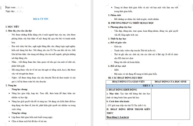 Giáo án Tiếng Việt 2 Bài 4: Mở rộng vốn từ Trẻ em (tiếp theo)