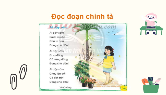 PowerPoint Tiếng Việt 2 Bài 4: Nghe - viết Ai dậy sớm, Phân biệt ai/ay