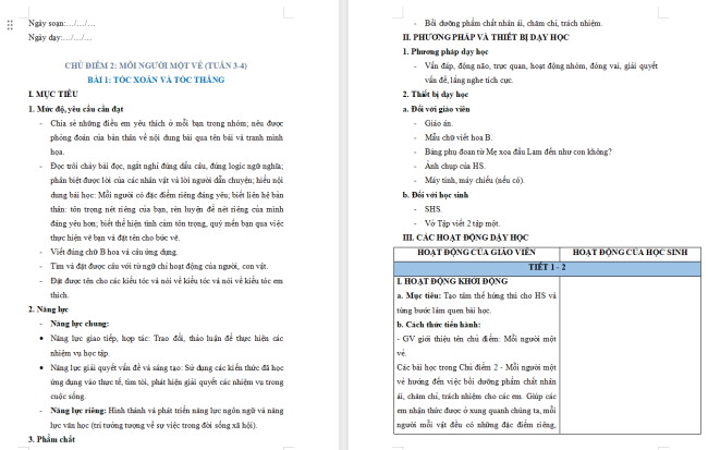 PowerPoint Tiếng Việt 2 Bài 1: Đọc Tóc xoăn và tóc thẳng