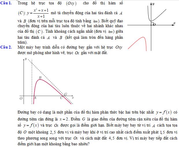 Tổng hợp các bài toán thức tế khảo sát hàm phân thức hữu tỉ