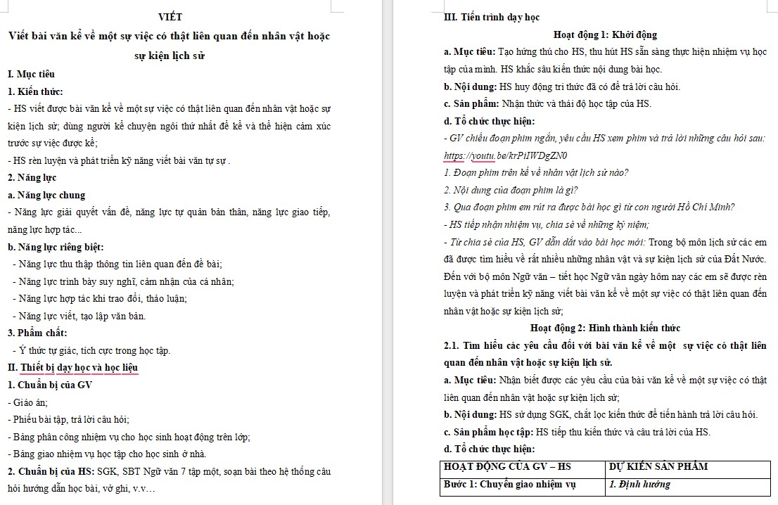 KHBD Ngữ văn 7 Bài Viết bài văn kể lại một sự việc có thật liên quan đến nhân vật hoặc sự kiện lịch sử