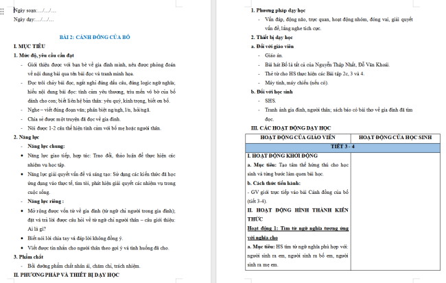 Giáo án Tiếng Việt 2 Bài 2: Mở rộng vốn từ Gia đình