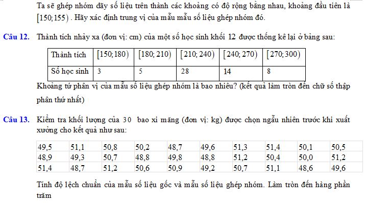 Số đặc trưng đo mức độ phân tán mẫu số liệu ghép nhóm