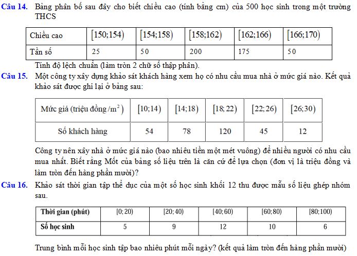 Số đặc trưng đo mức độ phân tán mẫu số liệu ghép nhóm