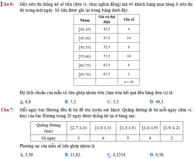 Phương sai và độ lệch chuẩn