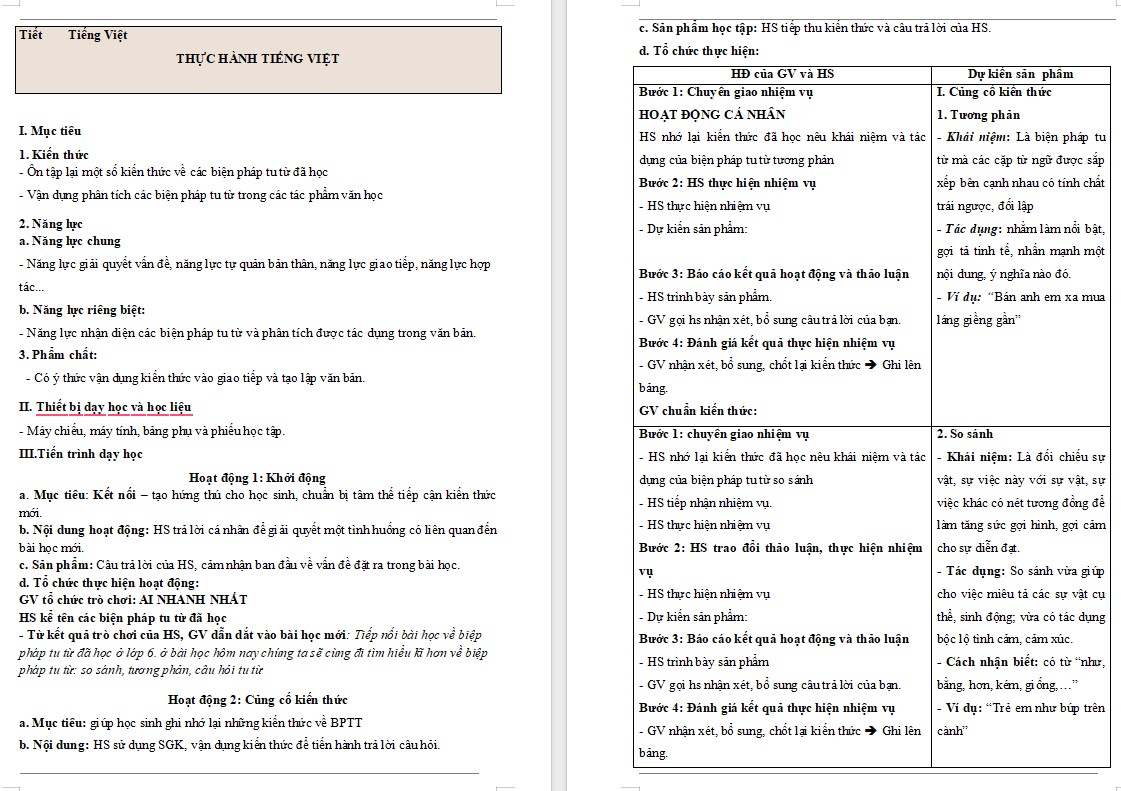 KHBD Ngữ văn 7 Bài Thực hành tiếng Việt trang 48