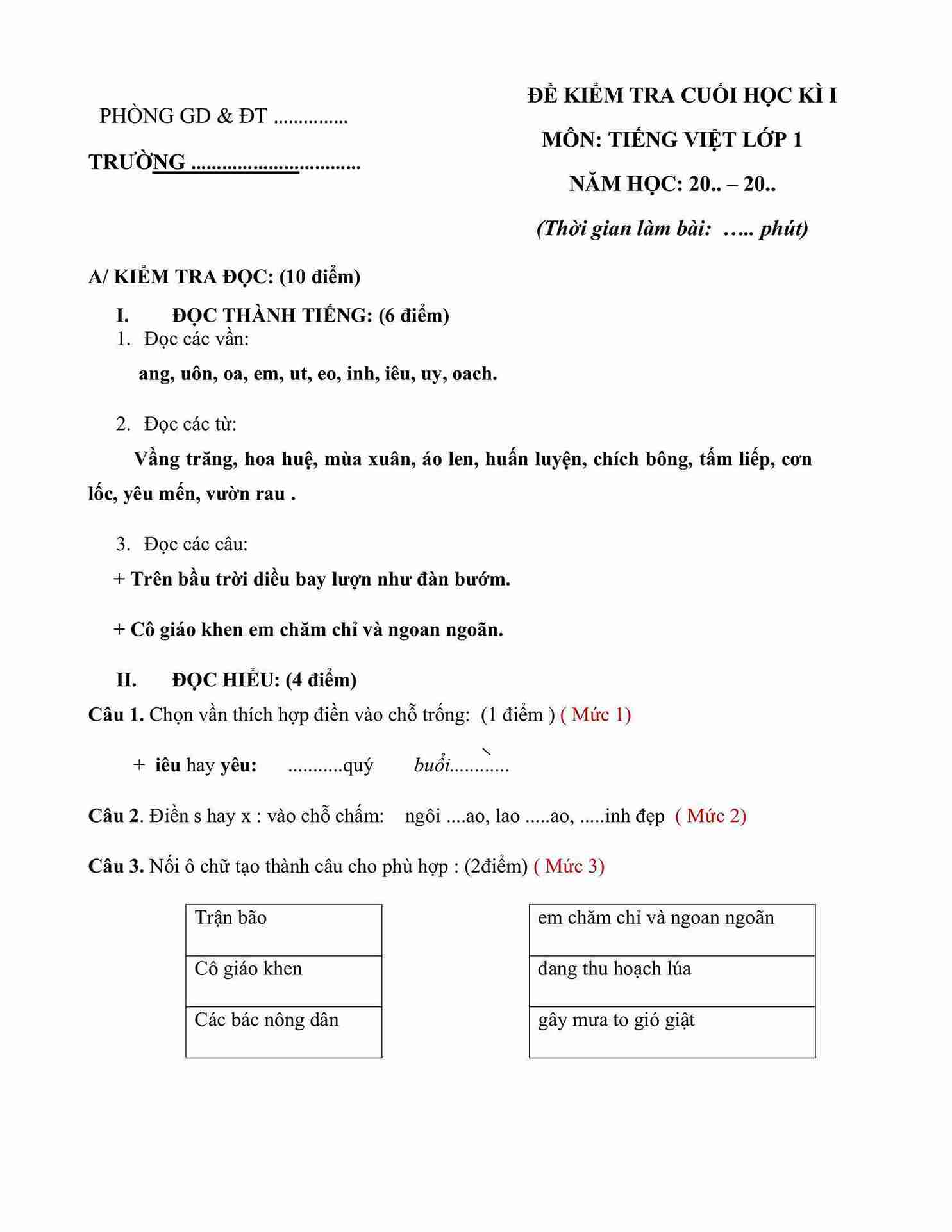 De thi HK1 Tieng Viet 1 sach cung hoc de 1 4*816160