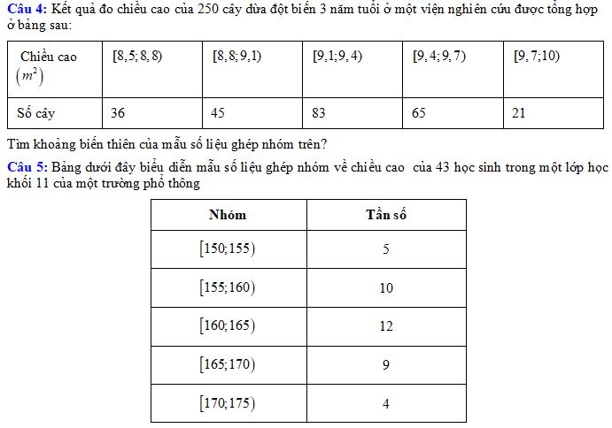 Trả lời ngắn Các số đặc trưng đo mức độ phân tán