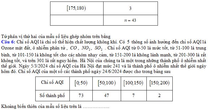 Trả lời ngắn Các số đặc trưng đo mức độ phân tán
