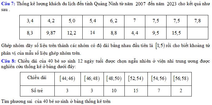 Trả lời ngắn Các số đặc trưng đo mức độ phân tán