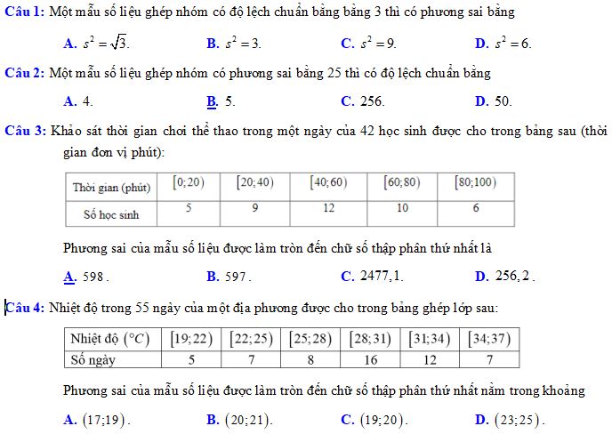 Các số đặc trưng đo mức độ phân tán
