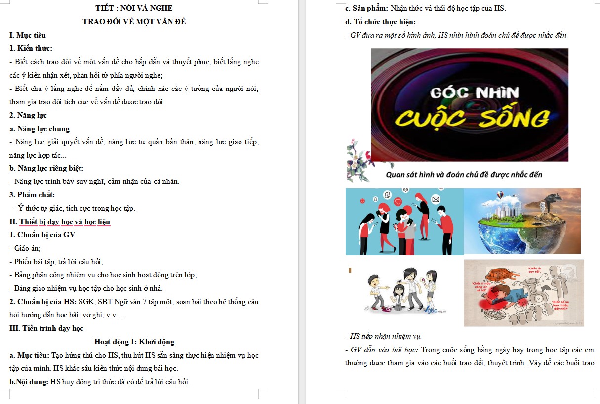 KHBD Ngữ văn 7 Bài Trao đổi về một vấn đề Cánh Diều