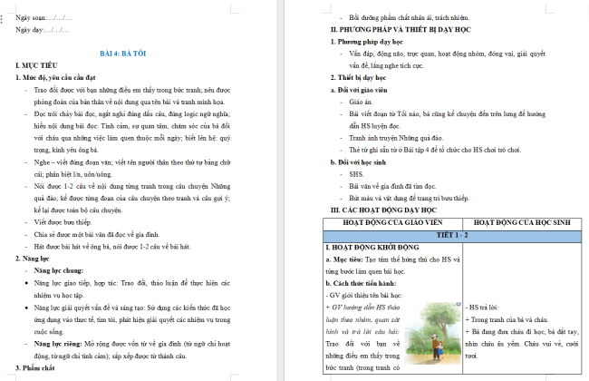 Giáo án Tiếng Việt 2 Bài 4: Nghe - viết Bà tôi, Bảng chữ cái, Phân biệt l/n, uôn/uông