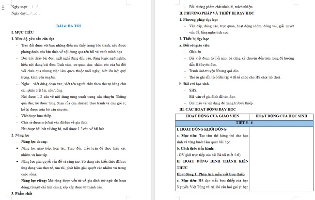 Giáo án Tiếng Việt 2 Bài 4: Viết bưu thiếp