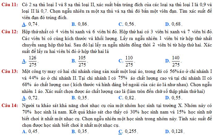 Dạng toán về Công thức xác suất toàn phần - công thức Bayes