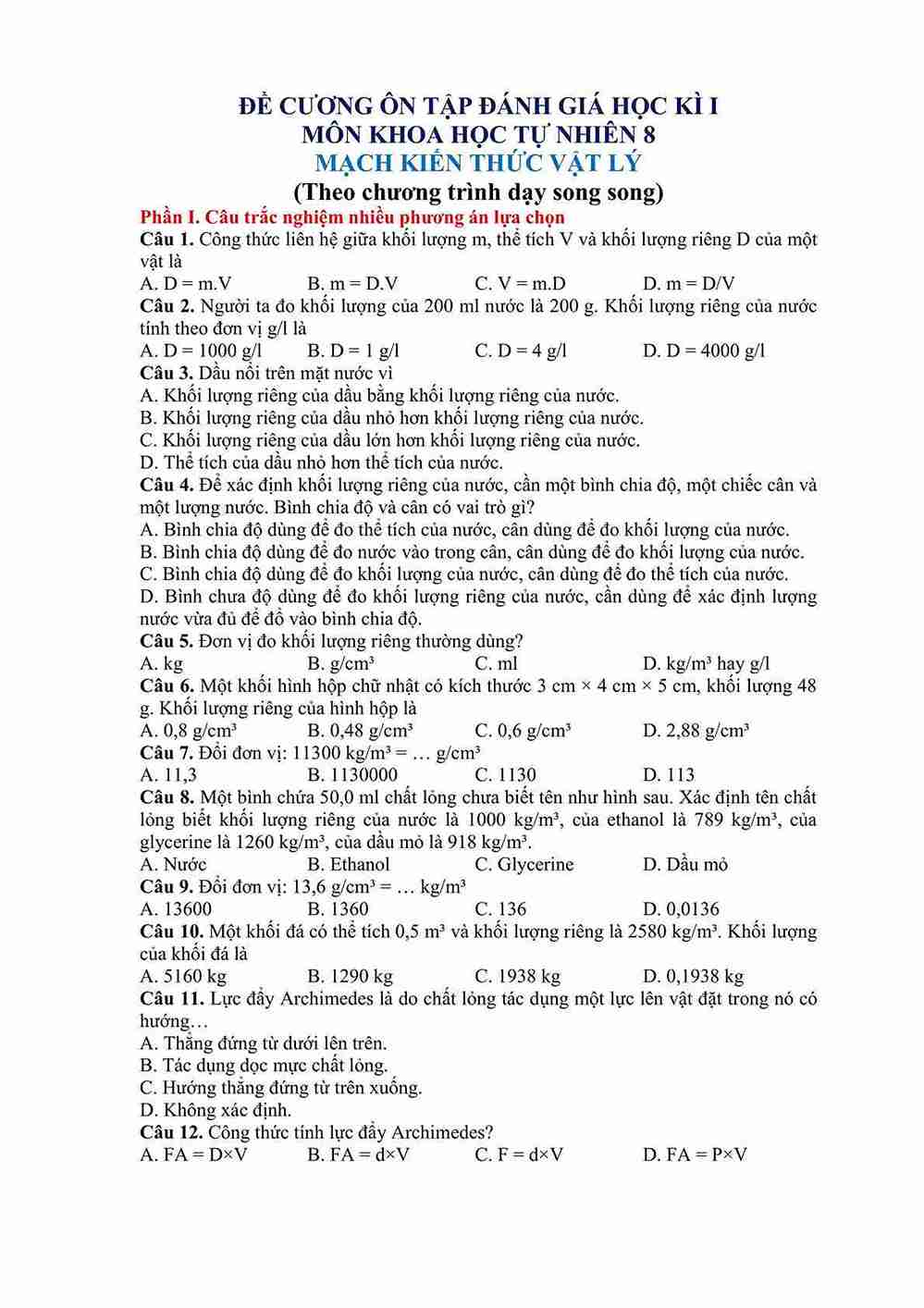 de cuong on tap hoc ki 1 khtn 8 phan vat ly theo cv 7991 hinh anh 0 1*816692