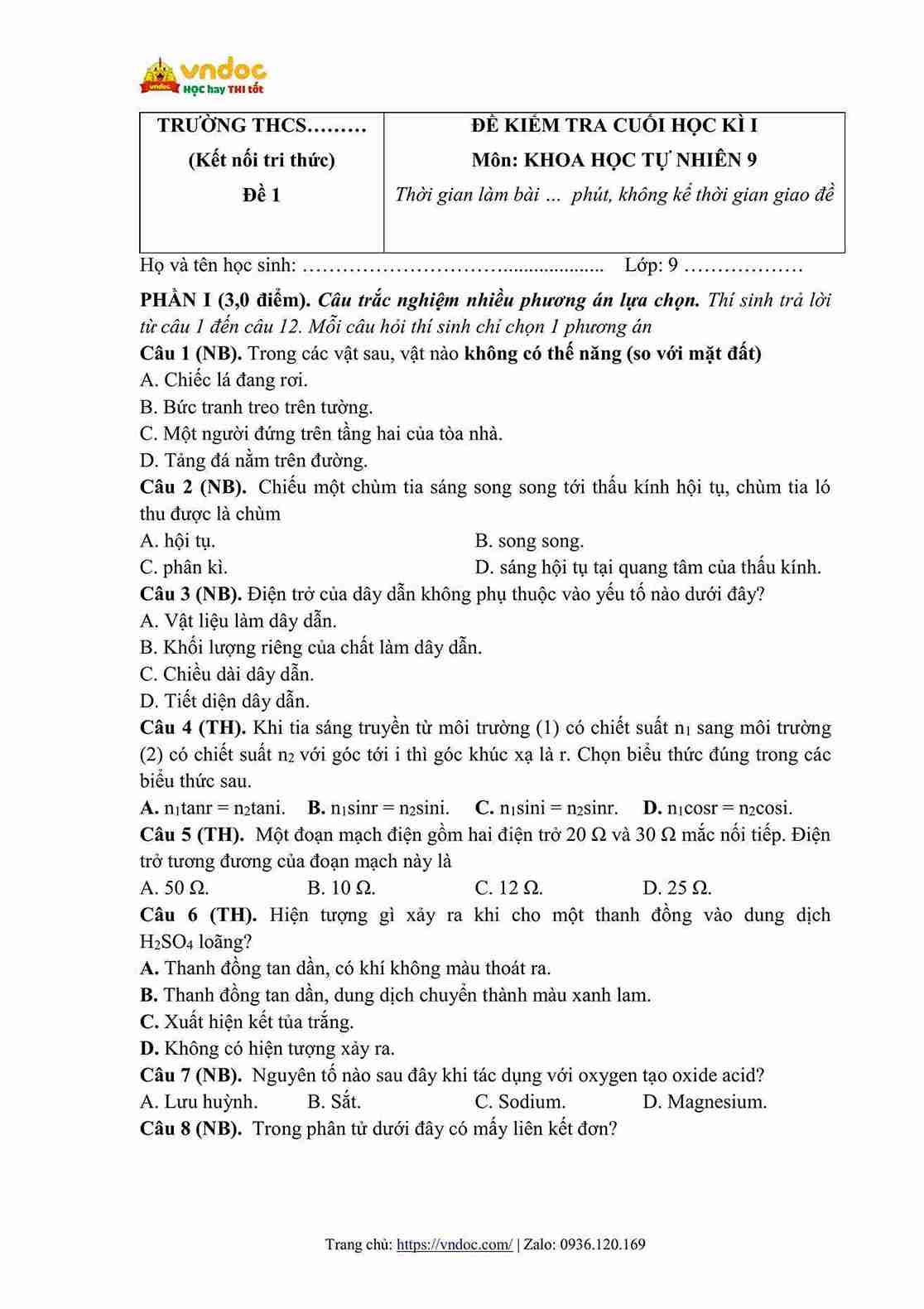 de thi hoc ki 1 khoa hoc tu nhien 9 ket noi tri thuc cv 7991 de 1 hinh anh 0 1*818428