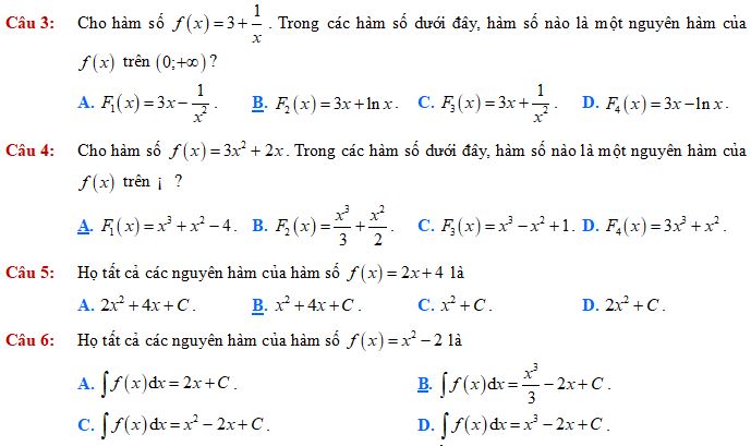 Bài toán về Nguyên hàm