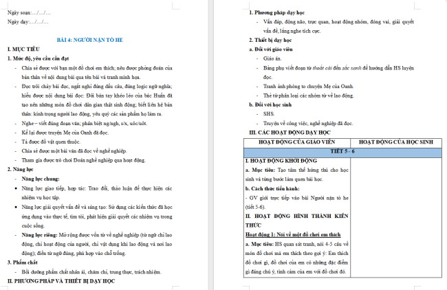 Giáo án Tiếng Việt 2 Bài 4: Luyện tập tả đồ vật quen thuộc (tiếp theo)