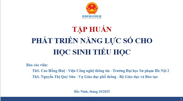Tập huấn phát triển năng lực số cho học sinh Tiểu học