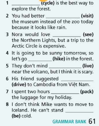 SBT Tiếng Anh 9 Right On Grammar Bank Unit 2 minh họa 4