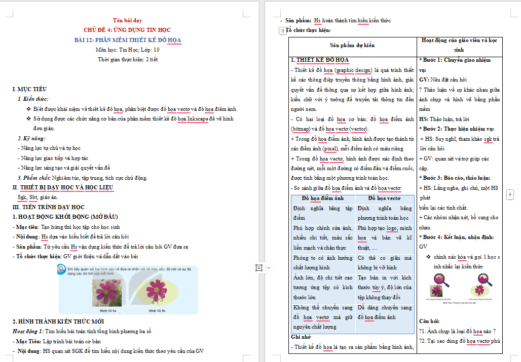 Giáo án PowerPoint Tin học 10 Bài 12