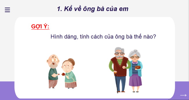 PowerPoint Tiếng Việt 2 Bài 12: Viết về ông bà