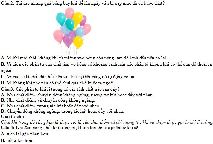 Bài tập Mô hình động học phân tử chất khí