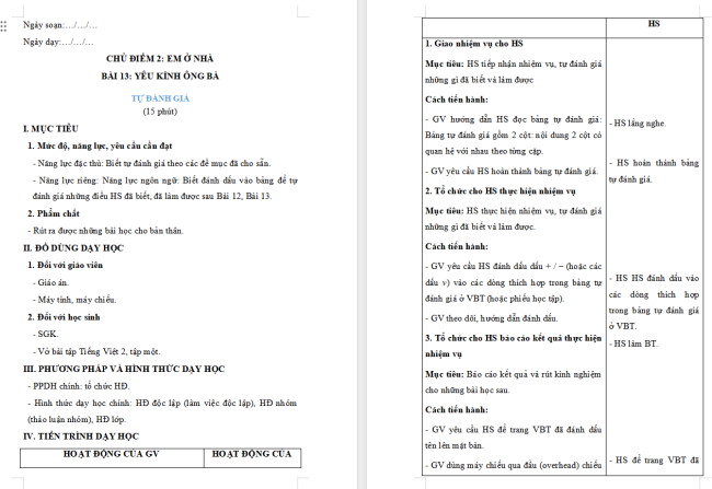 Giáo án Tiếng Việt 2 Bài 13: Em đã biết những gì, làm được những gì?