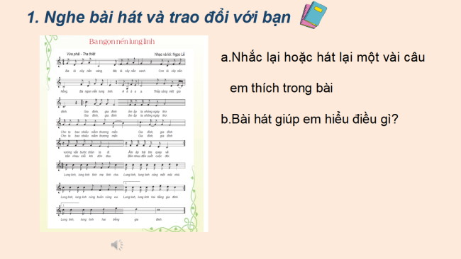 PowerPoint Tiếng Việt 2 Bài 14: Nghe - trao đổi về nội dung bài hát Ba ngọn nến lung linh