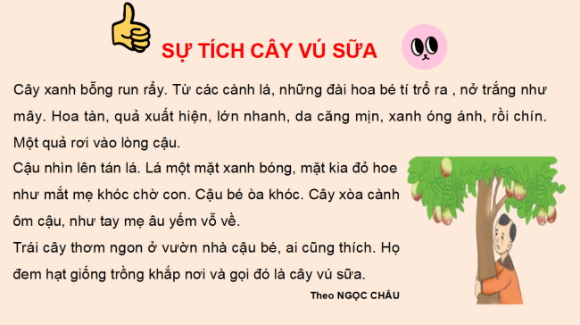 PowerPoint Tiếng Việt 2 Bài 15: Sự tích cây vú sữa