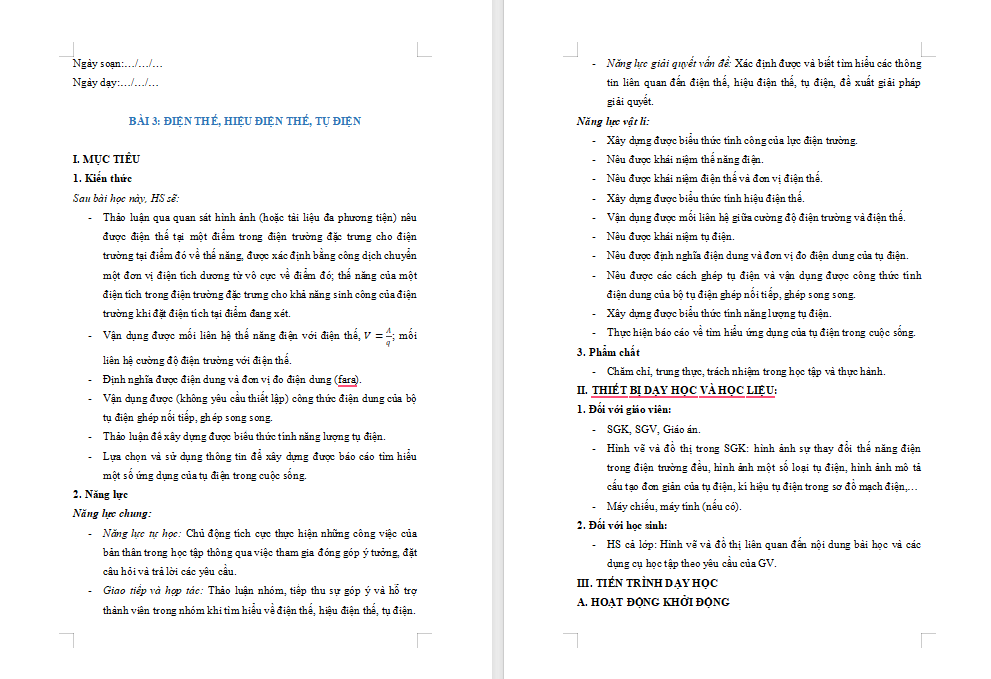 Giáo án PowerPoint Vật lí 11 Bài 3: Điện thế hiệu điện thế tụ điện 