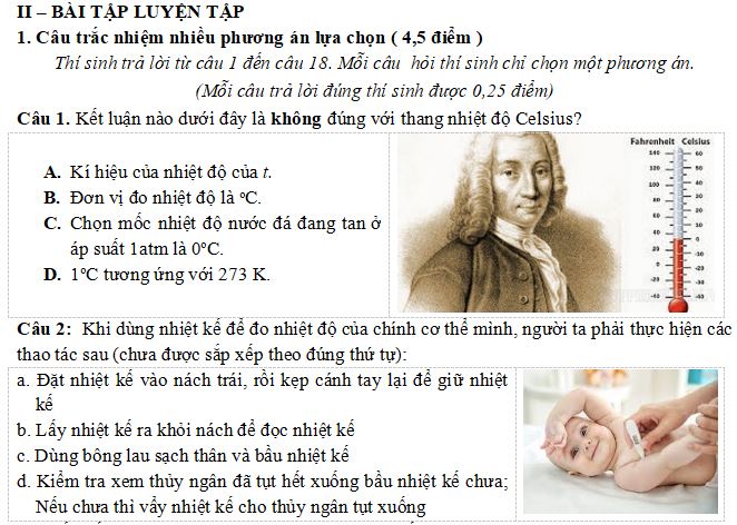 Bài tập Nhiệt độ - Thang nhiệt độ - Nhiệt kế