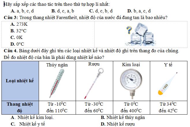 Bài tập Nhiệt độ - Thang nhiệt độ - Nhiệt kế