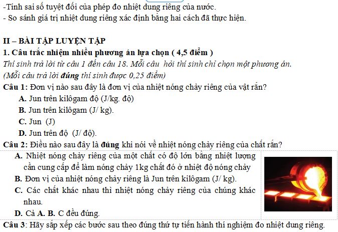 Bài tập Nhiệt dung riêng