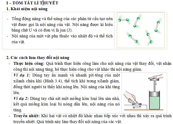 Bài tập Nội năng - Định luật I của nhiệt động lực học