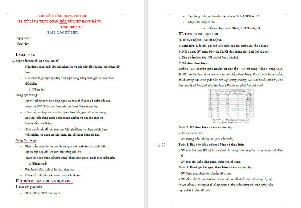Giáo án PowerPoint Tin học 8 Bài 1: Lọc dữ liệu