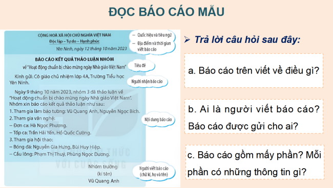 PowerPoint Tiếng Việt 4 Bài 6: Tìm hiểu cách viết báo cáo thảo luận nhóm